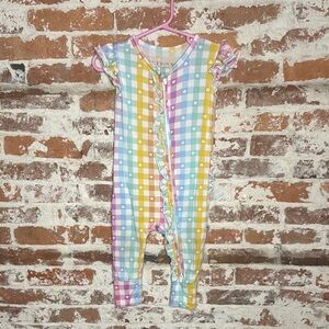 Little Bum Bums Rainbow Pastel Gingham Baby sleeveless Romper 9-12M